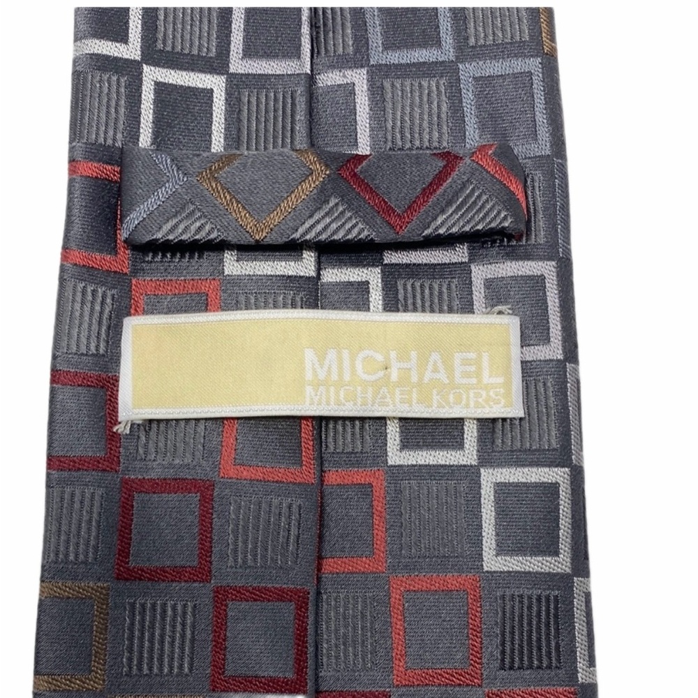 Michael Kors Charcoal and Crimson Square Pattern Tie